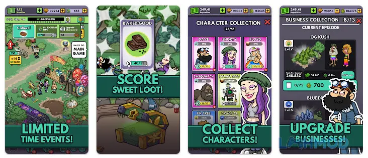 Ảnh 3 của Tải Bud Farm Idle Tycoon Mod Apk 1.11.0 (Vô Hạn Tiền) cho Android iOs Giao diện game Bud Farm: Idle Tycoon với các tùy chọn và chỉ số