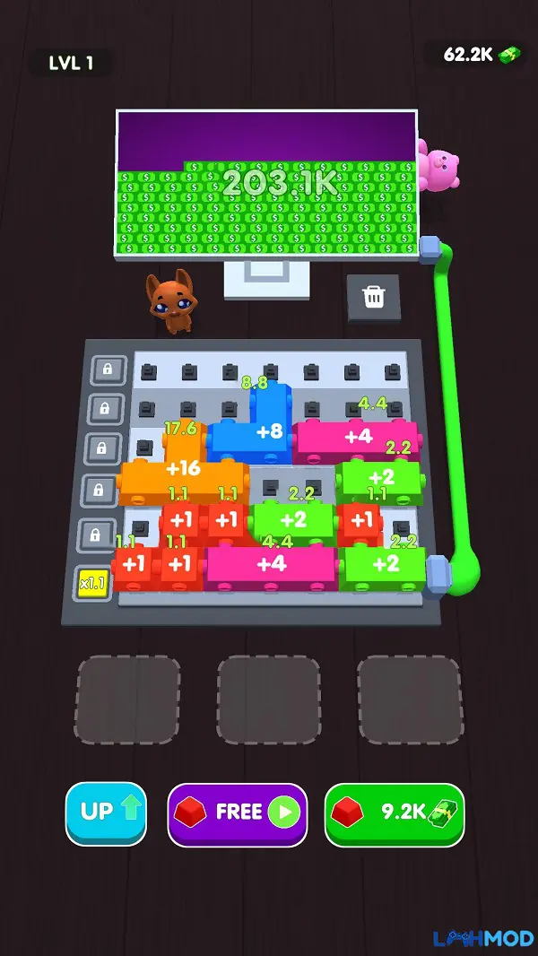 Ảnh 2 của Button Fever Mod Apk 4.2.0 (Vô hạn tiền) Android, IOS Giao diện chơi game Button Fever với các nút bấm