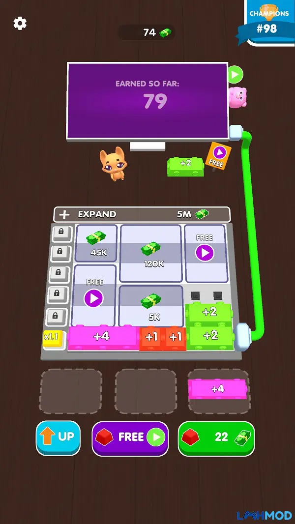 Ảnh 3 của Button Fever Mod Apk 4.2.0 (Vô hạn tiền) Android, IOS Người chơi tương tác với các nút để kiếm tiền trong Button Fever