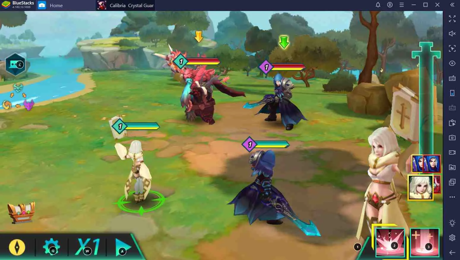 Ảnh 3 của Calibria: Crystal Guardians Mod APK 2.2.11 (Menu, Bất tử, Sát thương) Giao diện chọn nhân vật trong Calibria: Crystal Guardians, hiển thị các anh hùng đa dạng