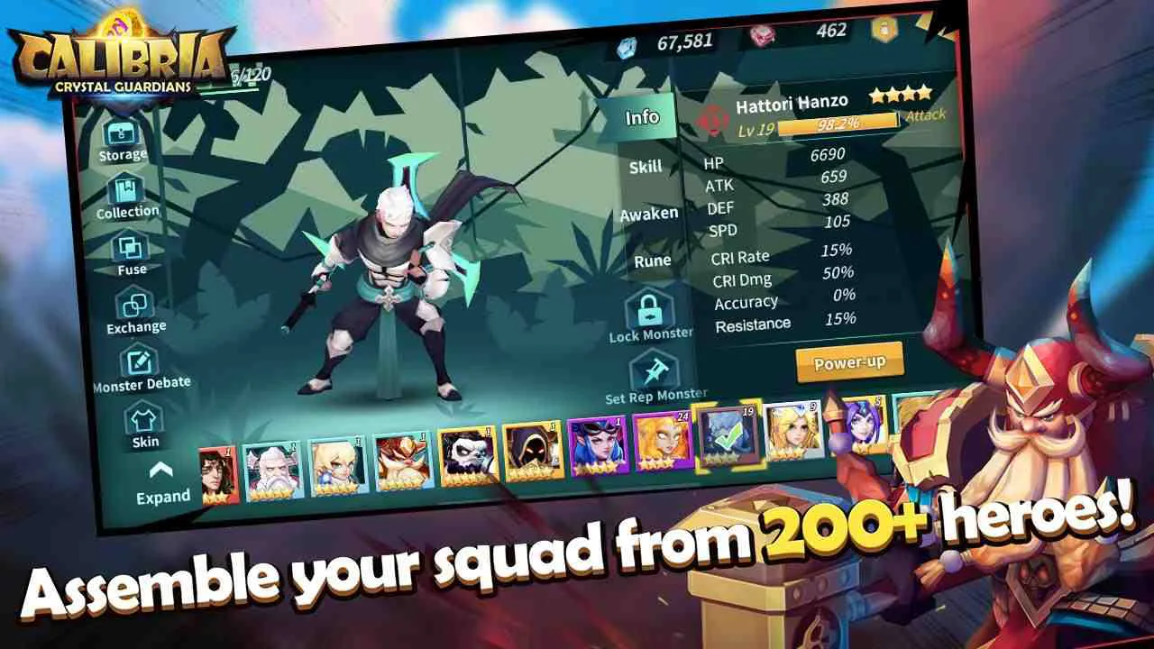 Ảnh 4 của Calibria: Crystal Guardians Mod APK 2.2.11 (Menu, Bất tử, Sát thương) Một đội hình chiến binh sẵn sàng chiến đấu trong Calibria: Crystal Guardians Mod