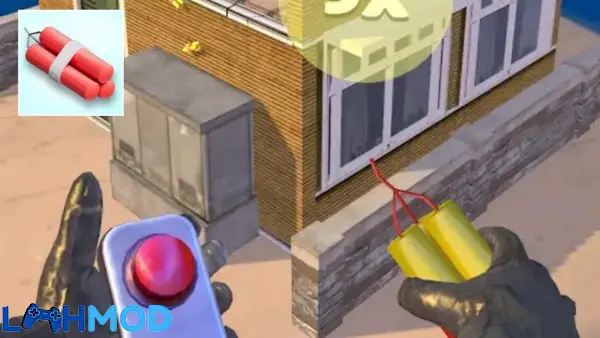 Ảnh 2 của Tải Captain TNT APK 1.3.70 cho Android iOS Màn hình gameplay Captain TNT hiển thị tòa nhà và các vụ nổ