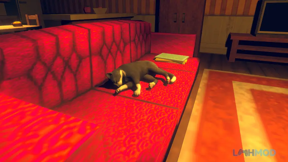 Ảnh 3 của Tải Cat Fred Evil Pet Mod Apk 1.1.4 (Không quảng cáo) cho Android iOs Alt text mô tả người chơi đang tương tác với Fred, có thể là cảnh cho ăn