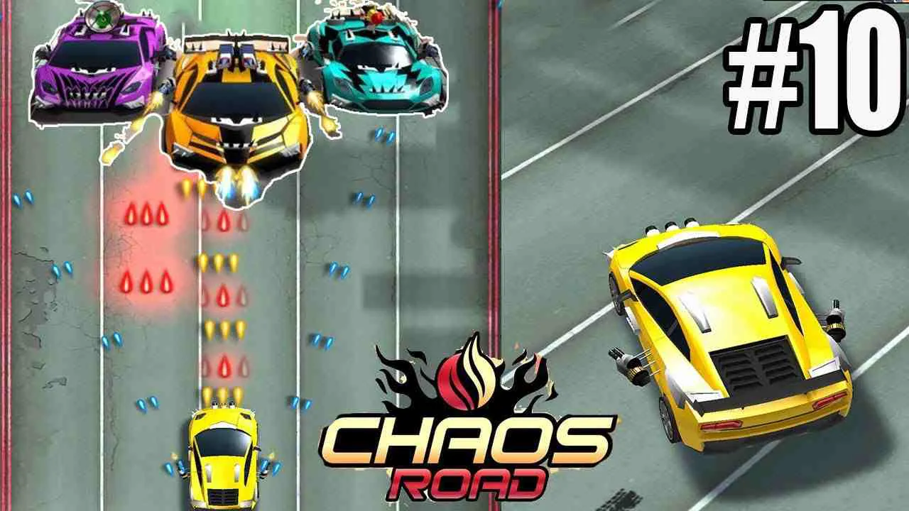 Ảnh 2 của Tải game Chaos Road Mod APK v5.12.7 (Menu, Bất tử, Vô Hạn Tiền) Cảnh chiến đấu trên đường phố với các hiệu ứng cháy nổ trong Chaos Road