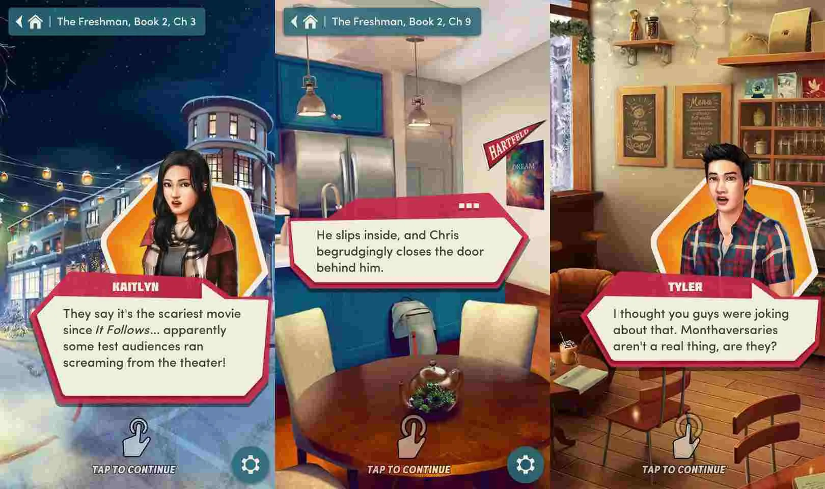 Ảnh 3 của Choices: Stories You Play Mod APK v3.7.0 (Menu, Vô Hạn Choice) Một cảnh lãng mạn trong câu chuyện The Freshman của Choices