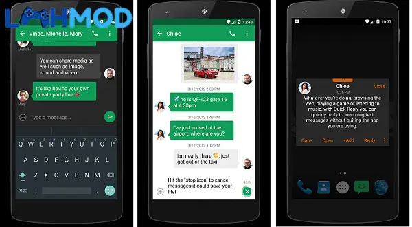 Ảnh 2 của Chomp SMS MOD APK 8.58 (Mở khóa Pro) cho Android iOS Giao diện nhắn tin Chomp SMS với chủ đề và biểu tượng cảm xúc độc đáo