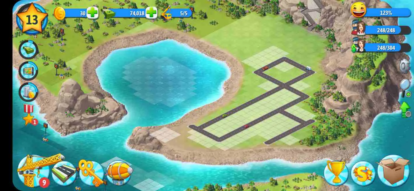 Ảnh 2 của Tải game City Island 5 Mod APK 3.35.0 (Menu, Vô Hạn Cash/Gold) Alt text mô tả tổng quan một thành phố lớn với nhiều tòa nhà và cơ sở hạ tầng