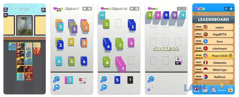 Ảnh 2 của Tải Color Solitaire 3D Apk v31 cho Android iOs Giao diện game Color Solitaire 3D với quân bài màu sắc