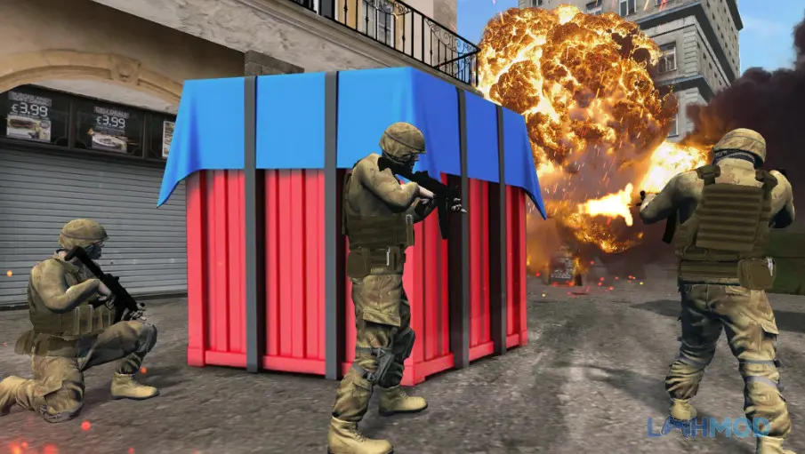 Ảnh 2 của Tải Command Strike Mod Apk 1.2.3 (Unlimited Gold, God Mode) cho Android iOs Cảnh tượng chiến đấu căng thẳng trong một bản đồ đa dạng của Command Strike