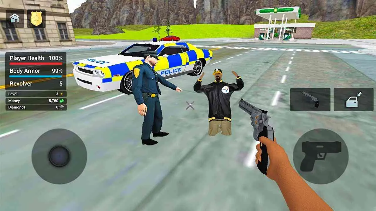 Ảnh 5 của Cop Duty Police Car Simulator Mod APK 1.98 (Menu, Vô hạn tiền) Xe cảnh sát đang phóng nhanh trên đường cao tốc với đèn nhấp nháy
