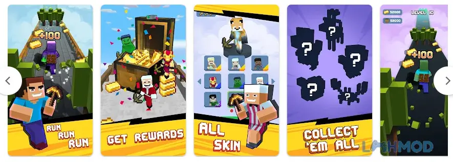 Ảnh 3 của Tải Craft Runner Apk 1.0.10 cho Android iOs Cảnh nhân vật đang chạy và thu thập tài nguyên trong môi trường nhiều màu sắc