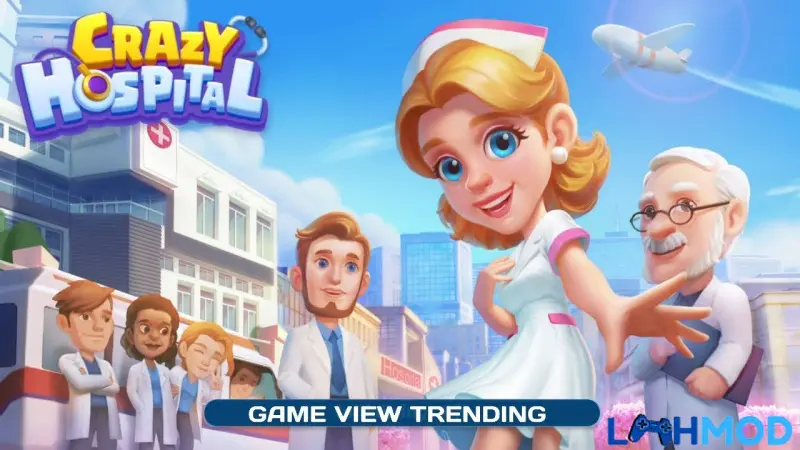 Ảnh 1 của Tải Crazy Hospital: Doctor Dash Mod Apk 1.0.16 (Vô hạn tiền/Phần thưởng) Giao diện phòng khám đông đúc bệnh nhân trong Crazy Hospital Doctor Dash