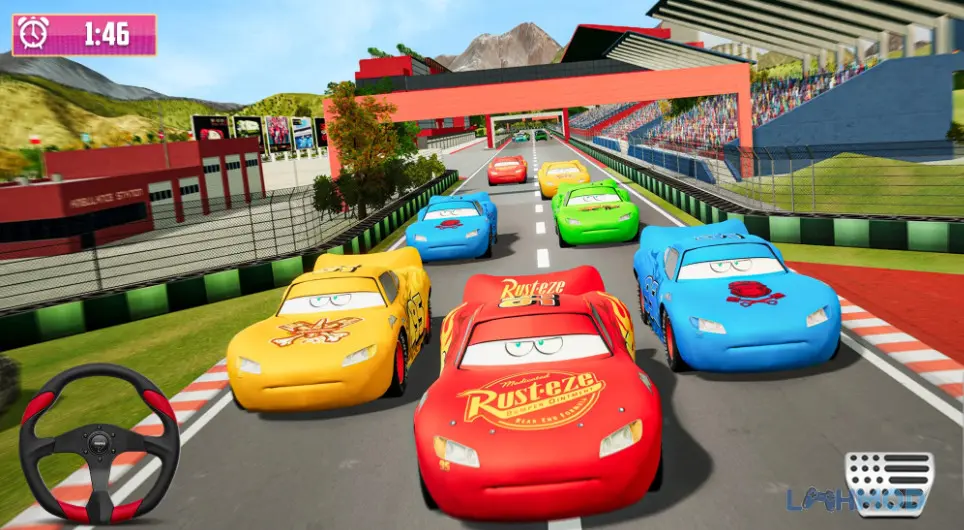 Ảnh 3 của Tải Crazy Street Stock Cars Racing Apk 1.13 cho Android iOs Một chiếc xe đua cổ điển đang drift trên đường đua