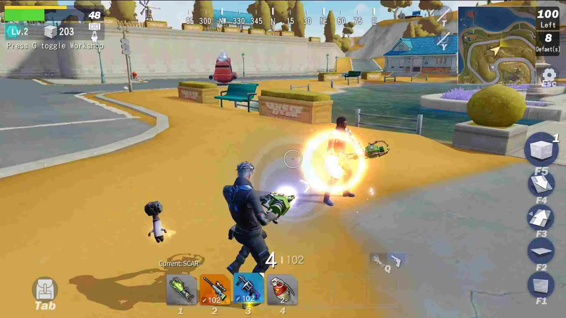 Ảnh 3 của Tải game Creative Destruction Mod APK 2.0.5771 (Wall Hack, Speed) Nhân vật trong game Creative Destruction Mod đang chiến đấu và xây dựng