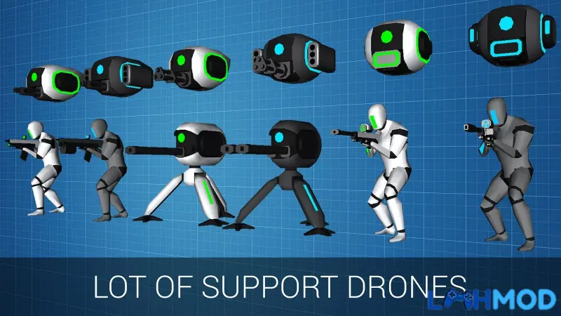 Ảnh 3 của Tải CyberSphere Mod Apk 2.09 (Mở khóa tất cả vũ khí) Một chiến binh robot đơn độc đang đối mặt với nhiều kẻ thù trong một cảnh quan ngoài hành tinh