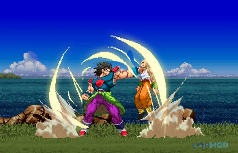 Ảnh 3 của Tải DBZ Super Fighters Battle Apk 1.0 cho Android iOs Nhân vật Super Saiyan sử dụng tuyệt chiêu trong game
