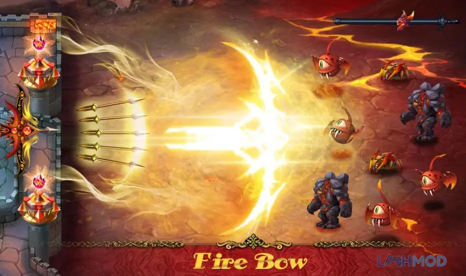 Ảnh 2 của Tải Defender III Mod Apk 2.6.9 (Vô Hạn Tiền) cho Android iOs Cảnh chiến đấu trong game Defender III Mod với các hiệu ứng phép thuật