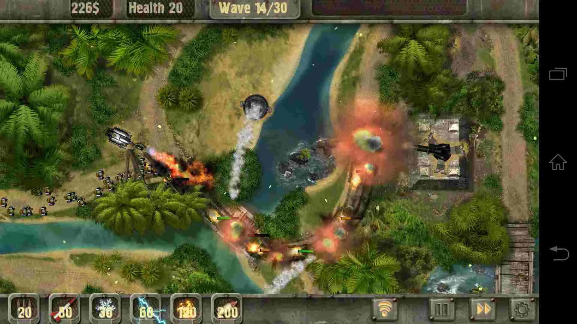 Ảnh 2 của Tải game Defense Zone HD Lite Mod APK 1.9.0 (Vô Hạn Sức Khoẻ) Quân địch đang di chuyển trên bản đồ hướng về căn cứ