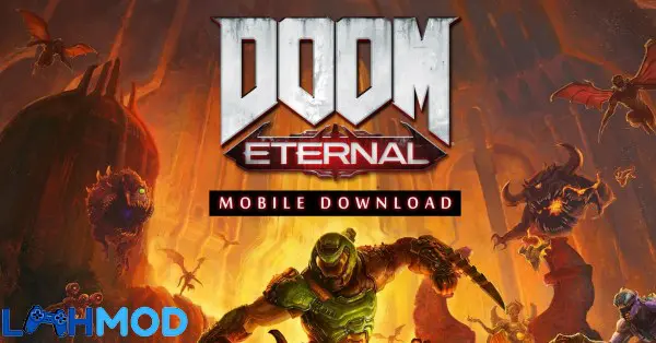 Ảnh 3 của Tải Doom Eternal APK 1.0 cho Android iOS Slayer với súng bắn đạn xanh rực lửa đối đầu với quái vật khổng lồ