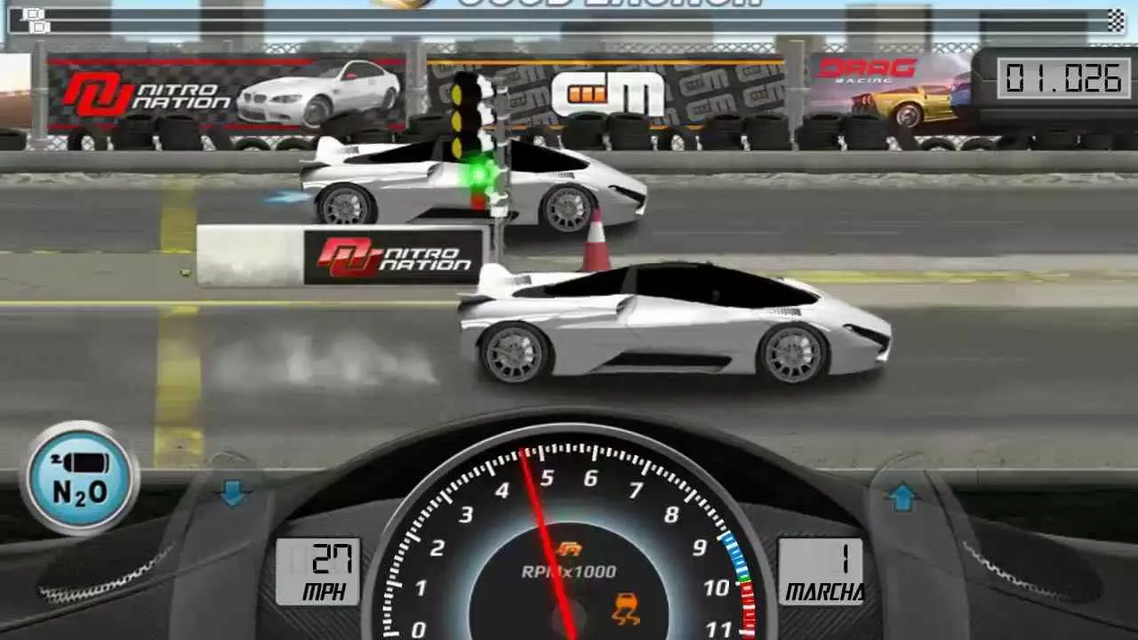 Ảnh 2 của Drag Racing Mod APK 3.11.2 (Vô Hạn Tiền, RP) Thao tác tùy chỉnh chiếc xe đua trong gara, với các bộ phận động cơ được hiển thị