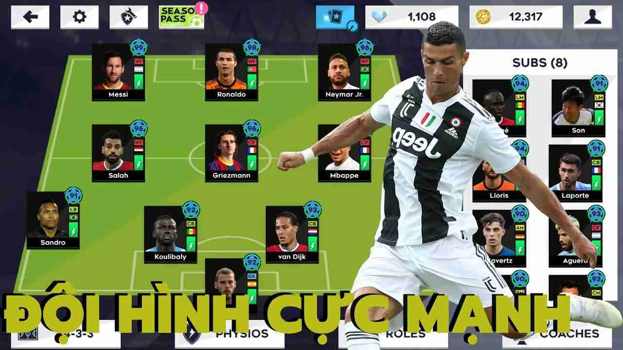 Ảnh 2 của Dream League Soccer 2021 Mod APK 10.230 (Menu, Bot Ngốc, Mở Khóa) Người chơi đang quản lý đội hình trong Dream League Soccer 2021 Mod