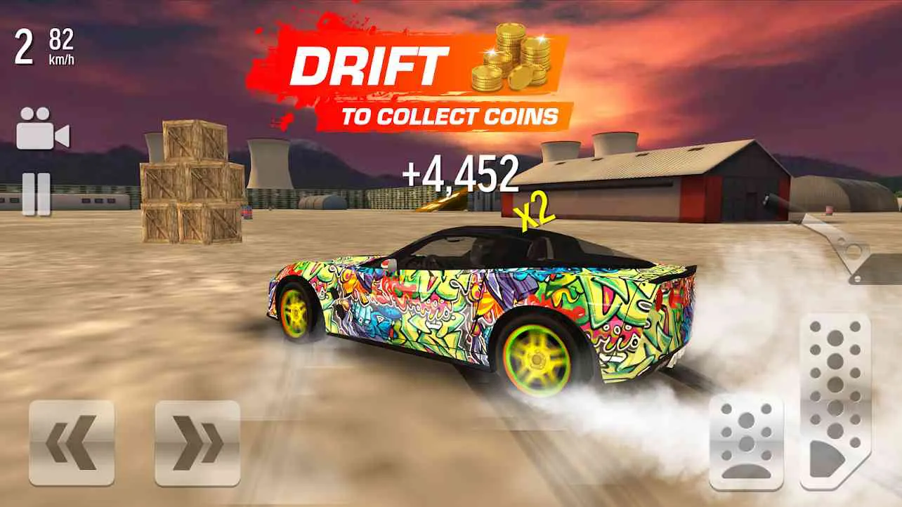 Ảnh 4 của Tải game Drift Max Mod APK 9.3 (Vô Hạn Tiền) Chiếc xe đang thực hiện pha drift mượt mà trên đường đua