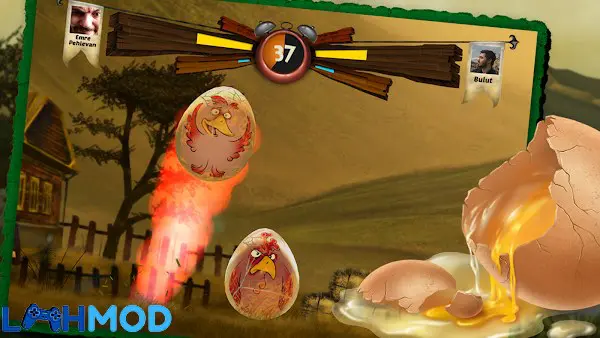 Ảnh 4 của Egg Fight MOD APK 1.5.3 (Vô hạn tiền) cho Android iOS Thú cưng đang thu thập cherry trên đường đi trong Egg Fight MOD