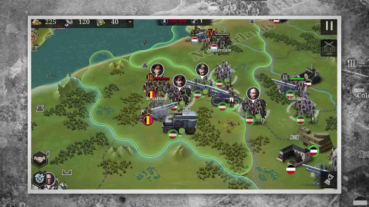 Ảnh 2 của European War 6: 1914 Mod APK 1.3.36 (Vô Hạn Tiền, Huy Chương) Bản đồ chiến sự hiển thị các đơn vị quân và lãnh thổ