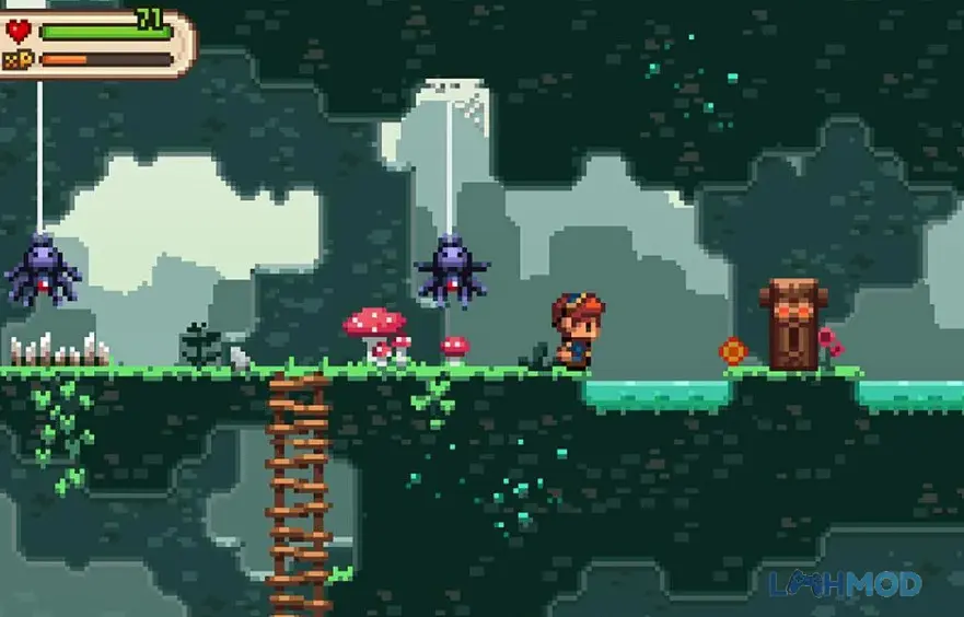 Ảnh 2 của Tải Evoland 2 Mod Apk 2.1.1 (Vô Hạn Tiền) cho Android iOs Cảnh game Evoland 2 ở chế độ đồ họa pixel 2D cổ điển