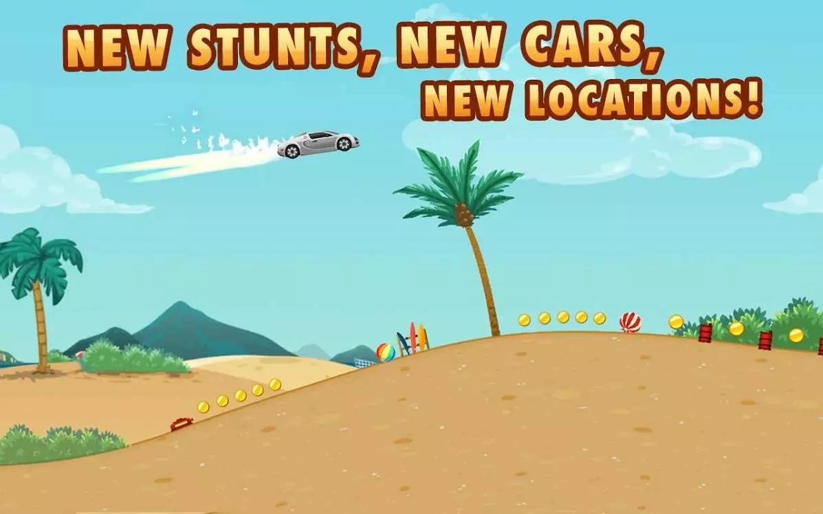 Ảnh 6 của Tải game Extreme Road Trip 2 Mod APK v6.3.0 (Vô Hạn Tiền Xu) Giao diện chơi game Extreme Road Trip 2 Mod với xe trên dốc