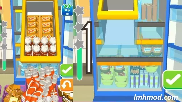 Ảnh 2 của Tải game Fill The Fridge Mod Apk 2.6.0 (Không quảng cáo) Android Người chơi đang khéo léo sắp xếp thực phẩm vào tủ lạnh đầy ắp trong Fill The Fridge