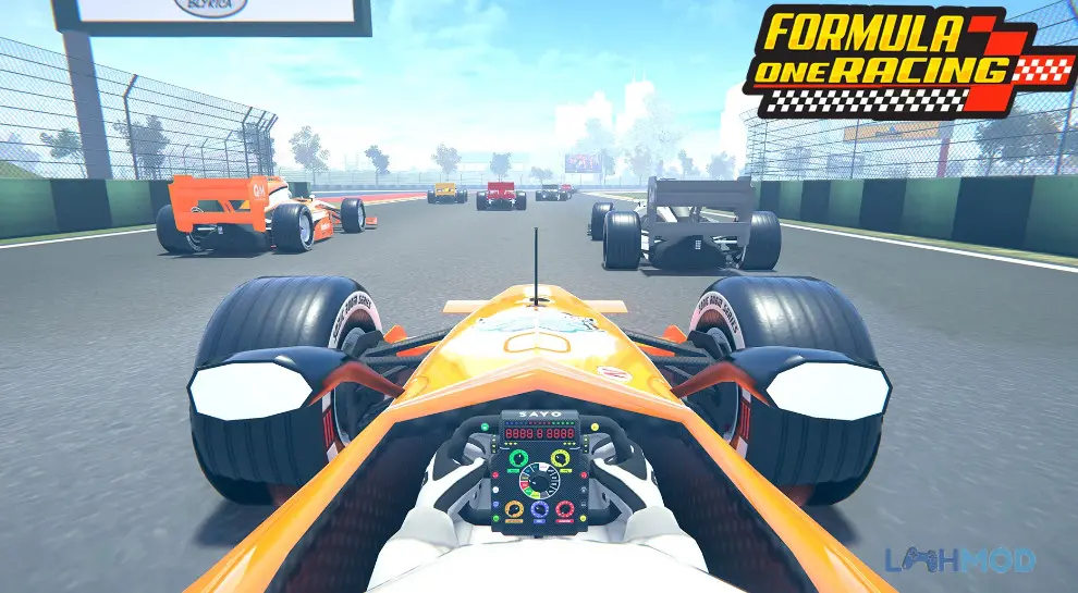 Ảnh 4 của Tải Formula Car Racing Car Games Mod Apk 4.8M (Vô Hạn Tiền) cho Android iOs Giao diện điều khiển trong Formula Car Racing Car Games Mod, hiển thị các nút điều khiển trên màn hình
