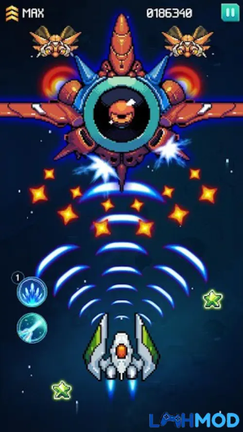 Ảnh 4 của Tải Galaxiga Mod Apk v25.01 (Menu, Bất tử/Sát thương) Nhiều loại phi thuyền khác nhau trong Galaxiga đang xếp thành hàng chờ nâng cấp