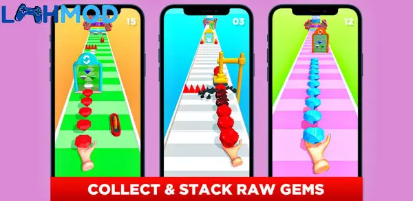 Ảnh 4 của Tải Gem Stack APK 2.4.10 cho Android iOS Cận cảnh những viên đá quý nhiều màu sắc đã được hoàn thiện trong Gem Stack