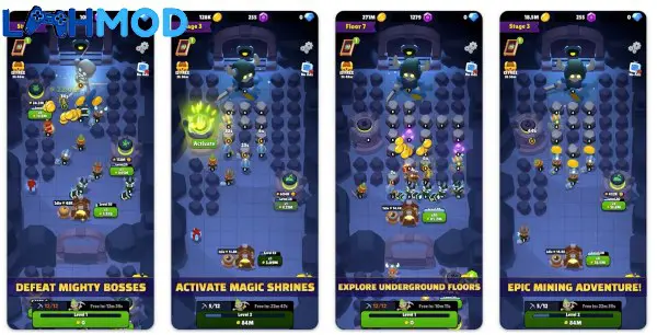 Ảnh 4 của Gold & Heroes MOD APK 1.1.0 (Vô hạn tiền) Android iOS Đội công nhân đang khai thác vàng trong lòng đất