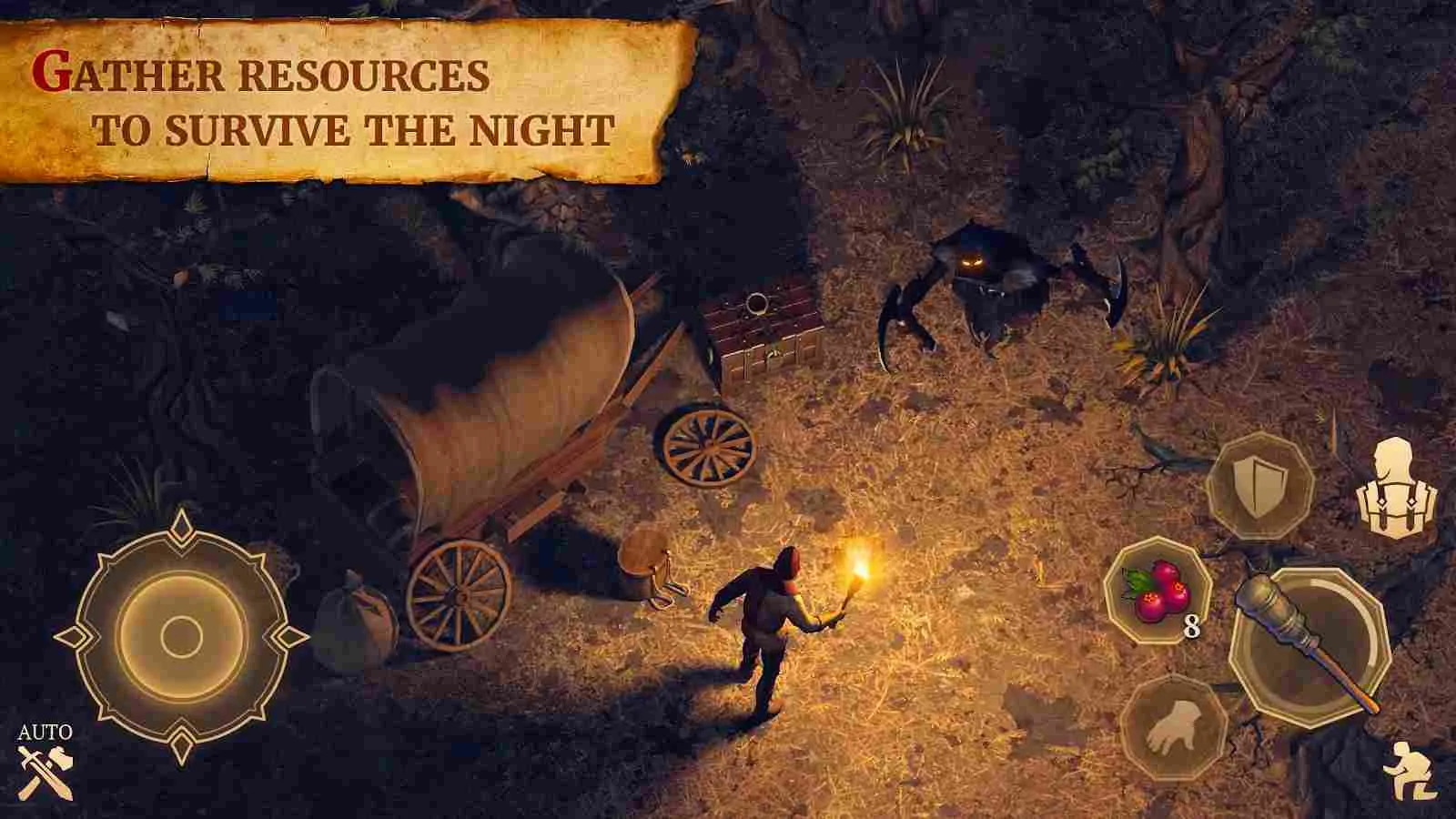 Ảnh 3 của Grim Soul Mod APK 5.1.2 (Mega Menu, Mở Khóa VIP) Nhân vật Grim Soul đang khám phá một khu vực mới