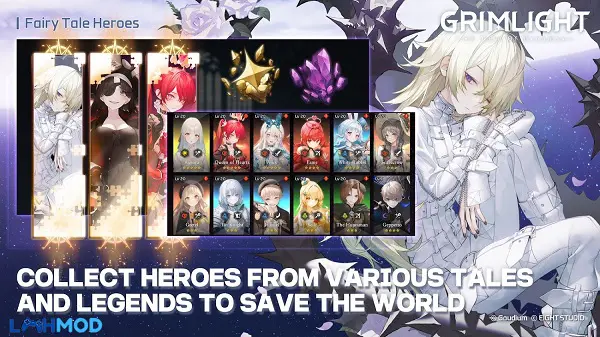 Ảnh 4 của Tải game Grimlight Apk 1.0.4 cho Android, IOS Các nhân vật cổ tích quen quen thuộc được thiết kế theo phong cách anime trong Grimlight