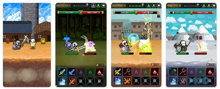 Ảnh 2 của Tải Grow SwordMaster Mod Apk 59M (MOD Sát Thương, Kim Cương) cho Android iOs Giao diện chiến đấu trong Grow SwordMaster Mod với quái vật và hiệu ứng kỹ năng