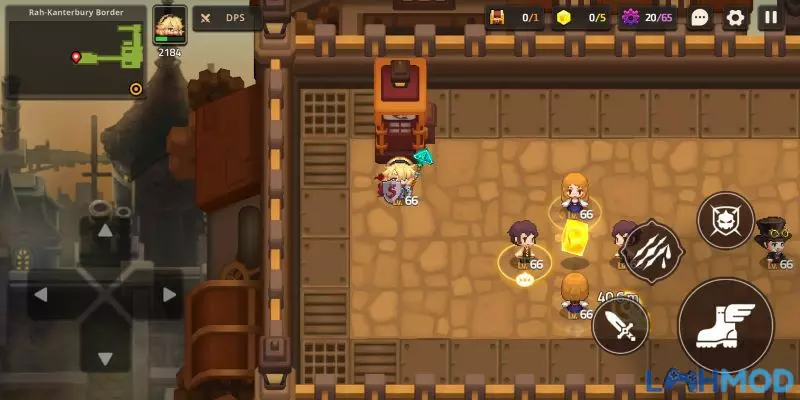 Ảnh 2 của Tải Guardian Tales Apk V3.06.0 Miễn Phí Cho Android (Vô Hạn Tiền, Menu) Giao diện lối chơi cơ bản của Guardian Tales với góc nhìn từ trên xuống