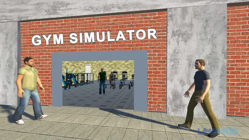 Ảnh 3 của Tải Gym Simulator Gym Tycoon 24 Mod Apk 1.02 cho Android iOs Khách hàng đang tập luyện trong phòng gym