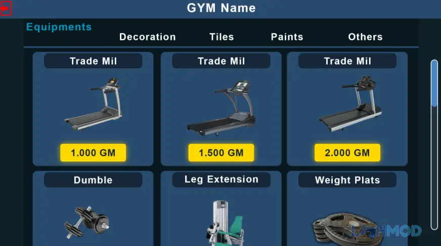 Ảnh 4 của Tải Gym Simulator Gym Tycoon 24 Mod Apk 1.02 cho Android iOs Khu vực quầy dinh dưỡng và cà phê trong phòng tập