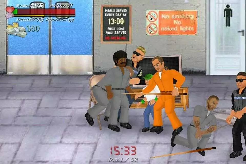 Ảnh 2 của Tải game Hard Time (Prison Sim) Mod APK 1.45 (Mở Khoá) Hai tù nhân đang giao tiếp trong nhà tù
