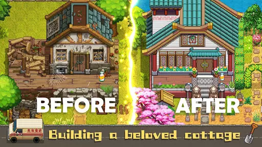 Ảnh 2 của Tải Harvest Town Mod Apk 2.8.8 (Vô hạn năng lượng, Bất tử, Tốc độ) Cảnh quan nông trại Harvest Town với nhà cửa, cây trồng và vật nuôi