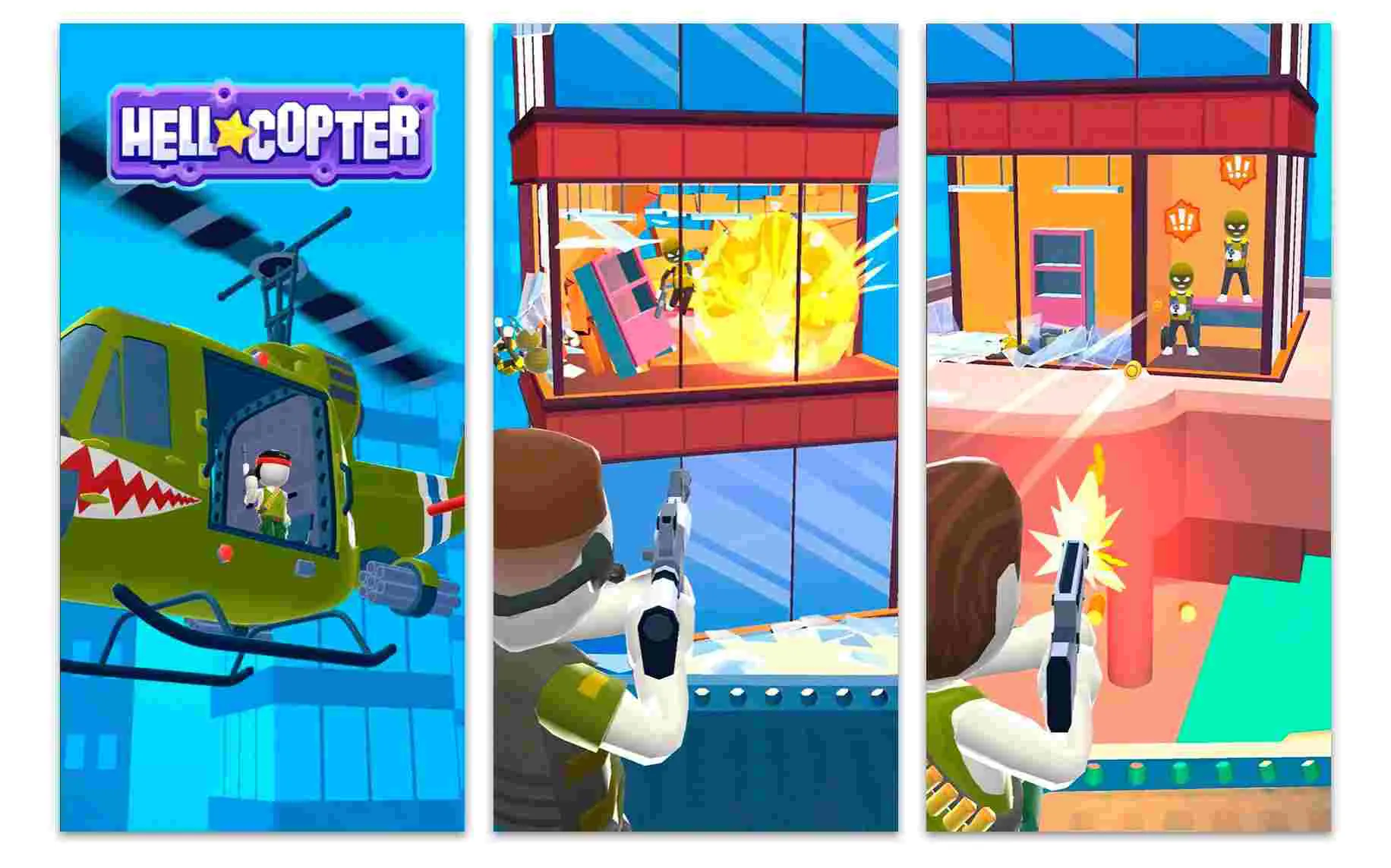 Ảnh 3 của Tải game HellCopter Mod APK v1.8.47 (Menu, Vô hạn tiền) Người chơi thực hiện cú bắn trúng nhiều mục tiêu cùng lúc trong HellCopter