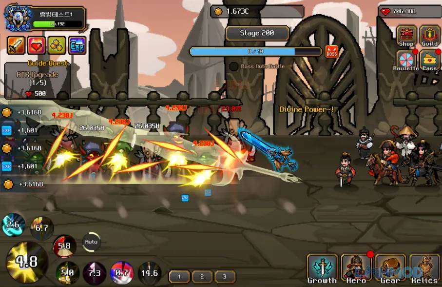 Ảnh 1 của Tải Hero Sword Apk 1.16 cho Android iOs Giao diện chiến đấu của Hero Sword với nhân vật đang tấn công kẻ thù