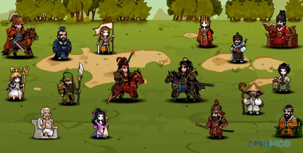 Ảnh 2 của Tải Hero Sword Apk 1.16 cho Android iOs Một cảnh giao diện game Hero Sword thể hiện các anh hùng và kỹ năng