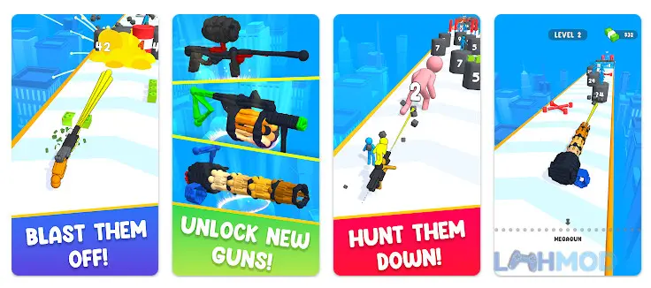 Ảnh 2 của Tải Human Gun Mod Apk 1.4.1 (Vô Hạn Tiền) cho Android iOs Giao diện chơi game Human Gun Mod với nhân vật đang di chuyển và các vật cản