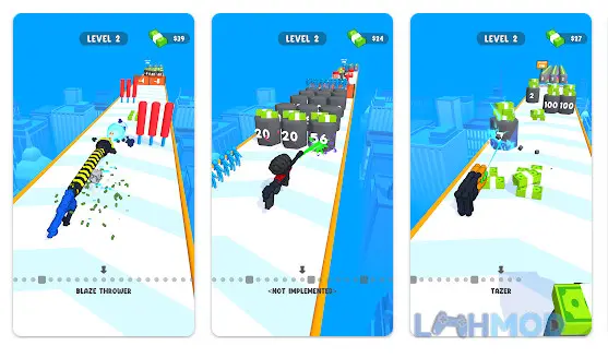 Ảnh 3 của Tải Human Gun Mod Apk 1.4.1 (Vô Hạn Tiền) cho Android iOs Cảnh game Human Gun Mod khi nhân vật bắn phá chướng ngại vật trên đường đi