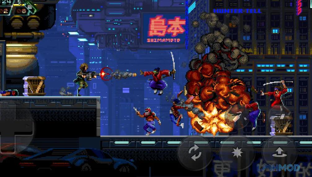 Ảnh 2 của Tải Huntdown Mod Apk v0.1.23 (Mở Khóa Bản Đầy Đủ) cho Android iOs Cảnh chiến đấu trong Huntdown Mod