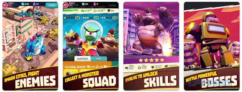 Ảnh 2 của Tải I Am Monster Apk 1.5.8 cho Android iOs Quái vật khổng lồ đang phá hủy thành phố trong I Am Monster